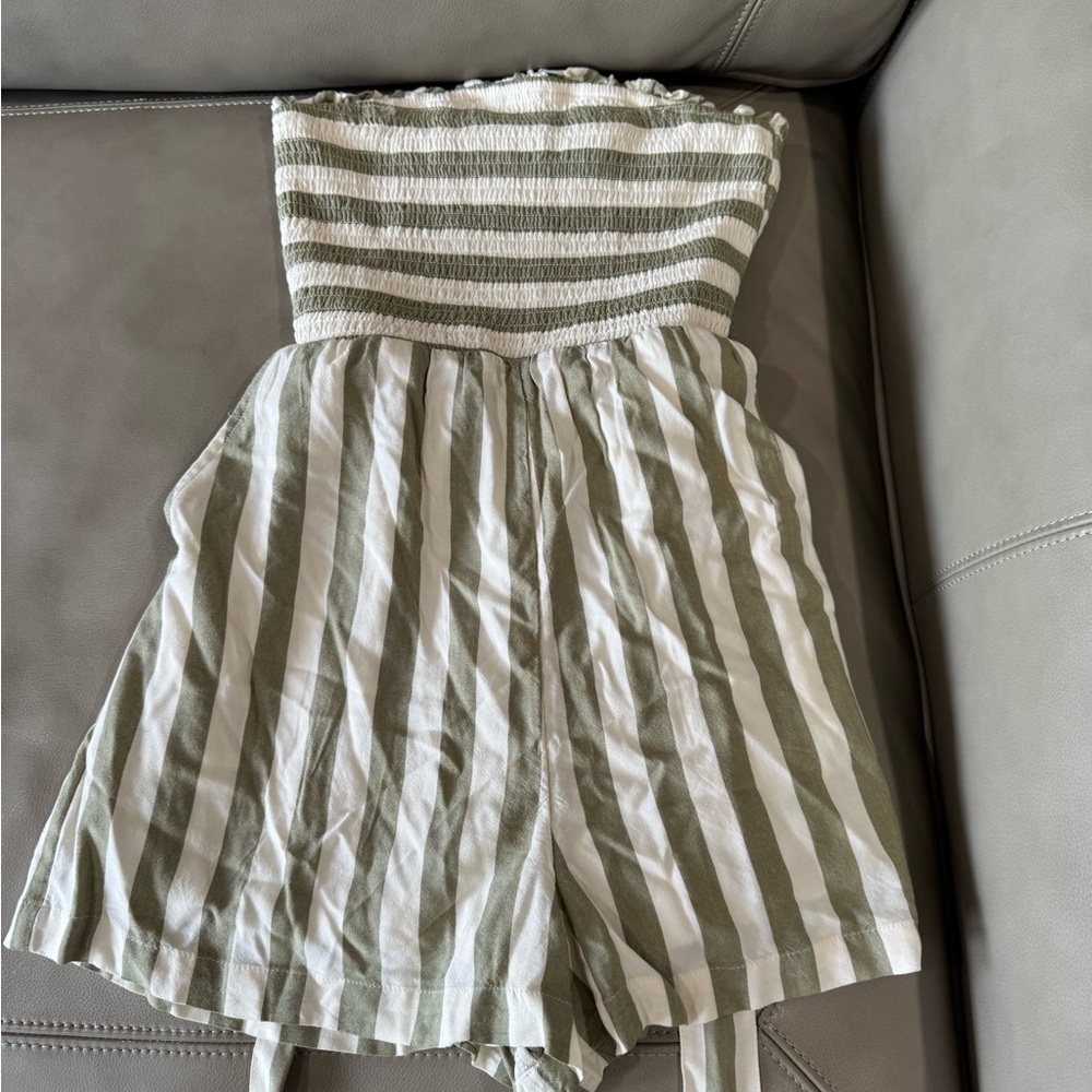 American Eagle Striped Strapless Romper